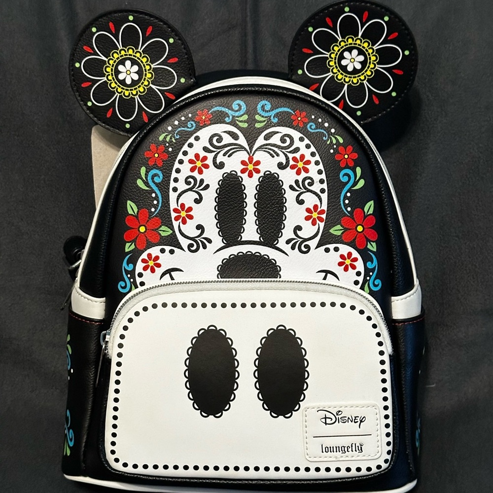 Loungefly Disney Mickey Mouse Day of the Dead Mini Backpack Purse GITD Exclusive